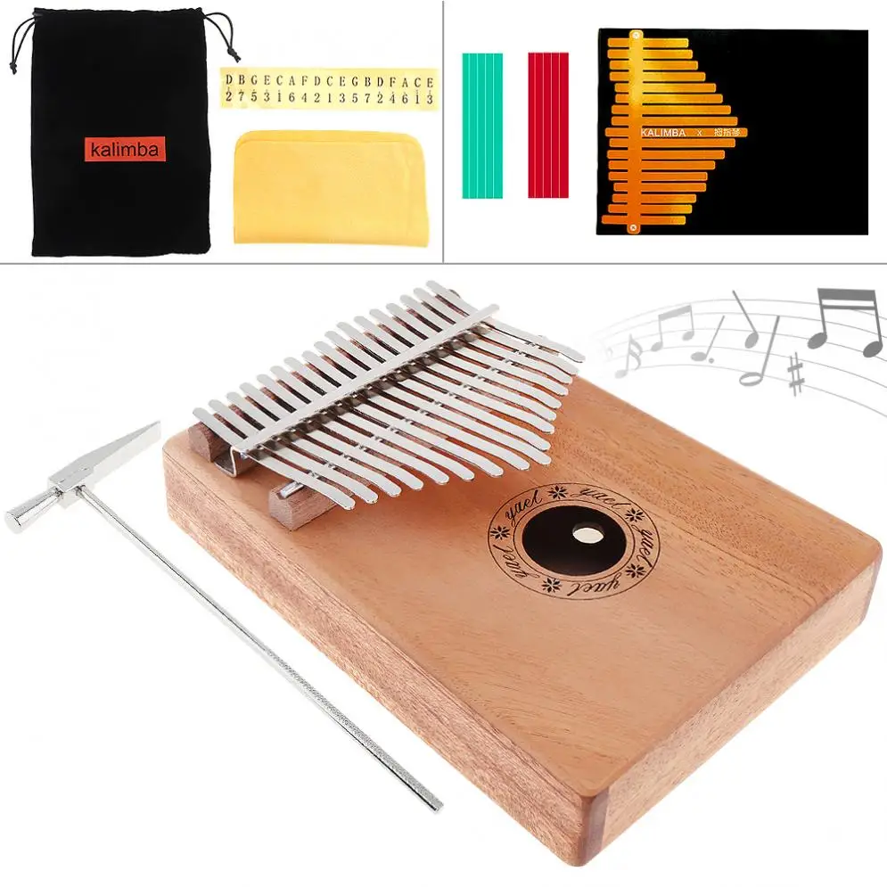 Slade 17 клавиш Kalimba твердый красное дерево большой палец пианино Mbira натуральный