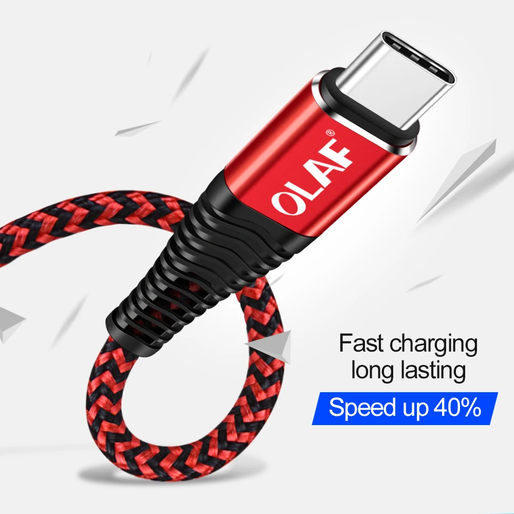 Кабель OLAF USB Type C для Samsung S20 Plus Xiaomi кабель мобильного телефона Быстрая зарядка