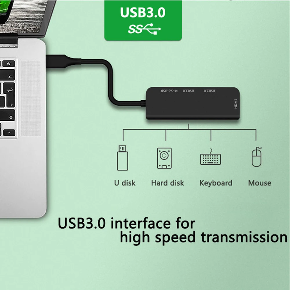 USB Type C к HDMI адаптер концентратор Tpye Micro 3 0 4 порта сплиттер для MacBook Huawei Samsung|Кабели