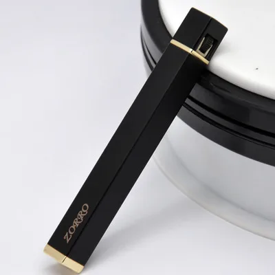 Тонкий гаджет бренд ZORRO металлическая газовая зажигалка одинарный фонарь