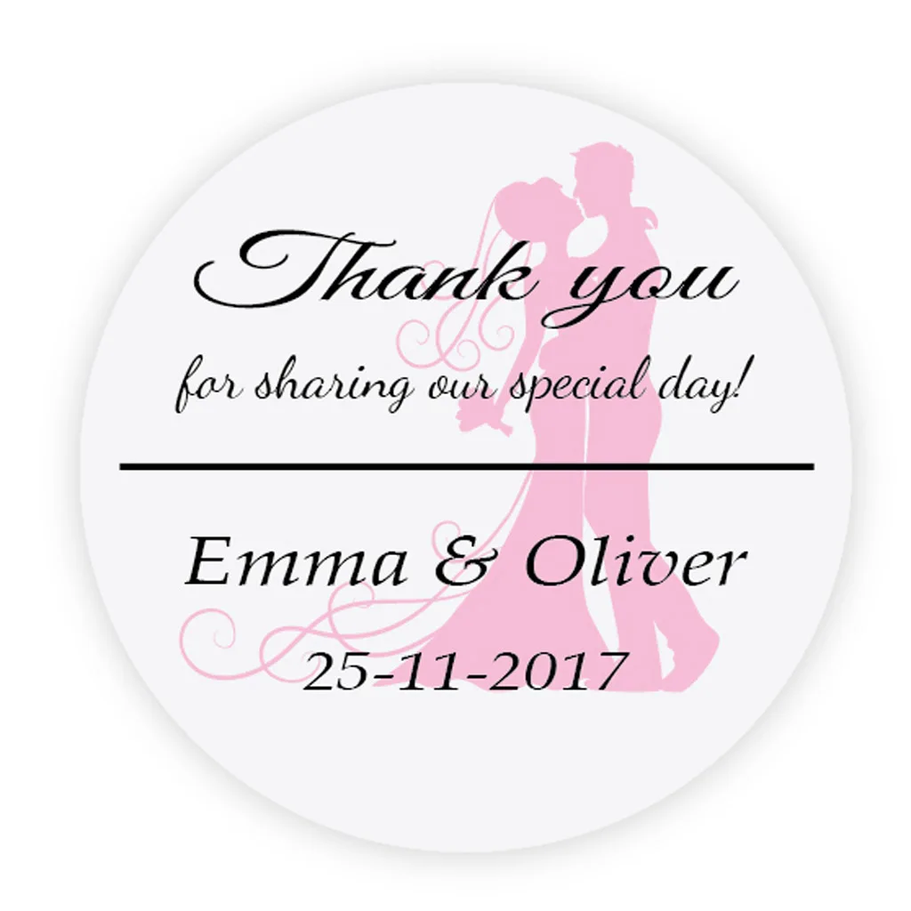 

DouxArt 100 Pieces Custom Personalized, Wedding Stickers - Thank you for sharing, 40mm Colorful Wedding Party Invite Labels P082