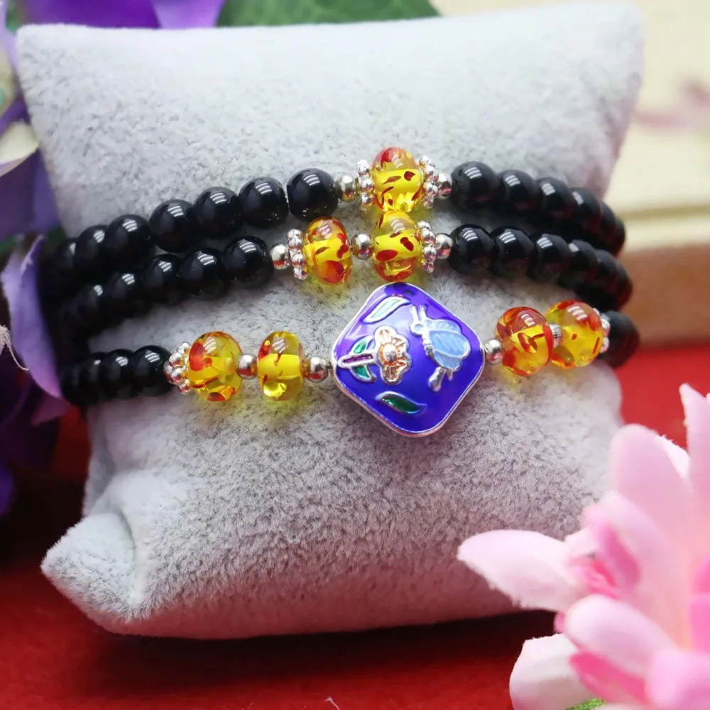 6 мм аксессуар изделия ручной работы черный камень бисер Тибет Silvercolor с