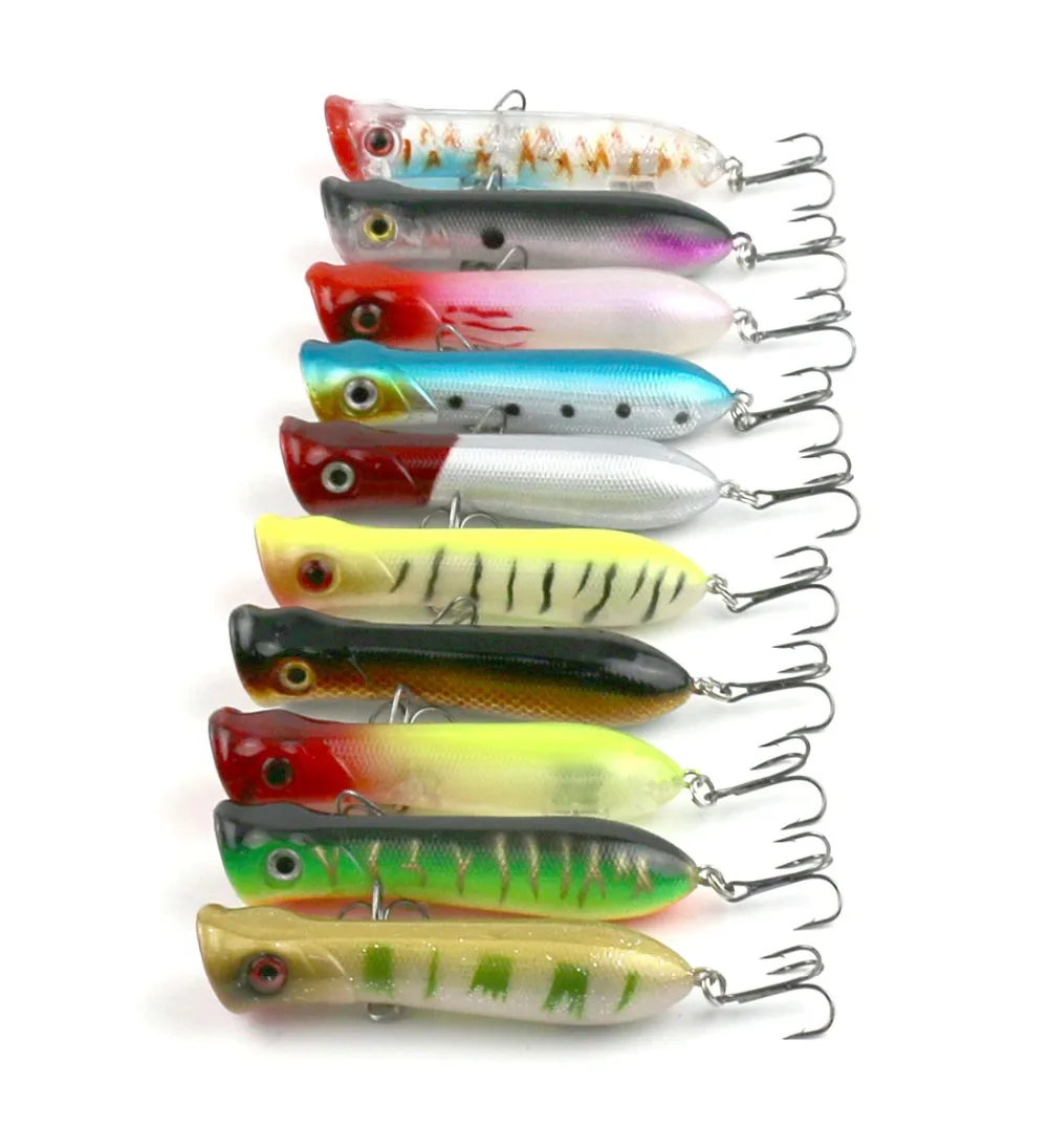 

HENGJIA 100pcs/lot Topwater hard bait popper fishing lure plastic bait swimbait bass pike crank bait fishing tackle