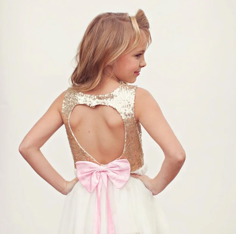 2017 Летние Новые Девушки в форме Сердца Рукавов Блестками Платье Недоуздок Марли