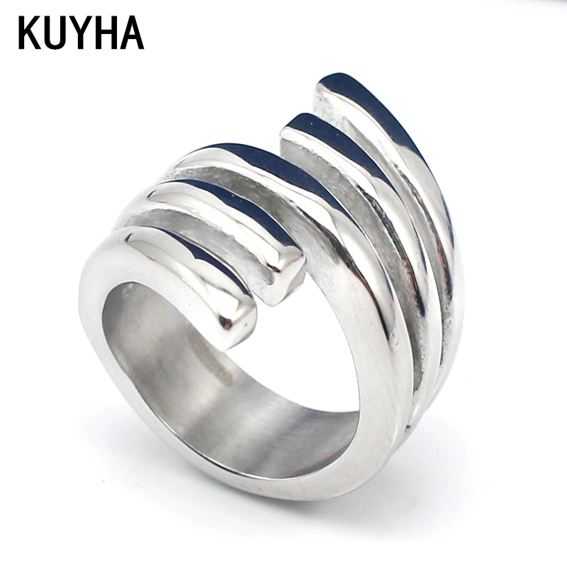 Fashion Punk Style 316L Stainless Steel Metal High Polish Summer Unique Women Angel Wing Ring Bird Feather Design Silver|feather ring|designer