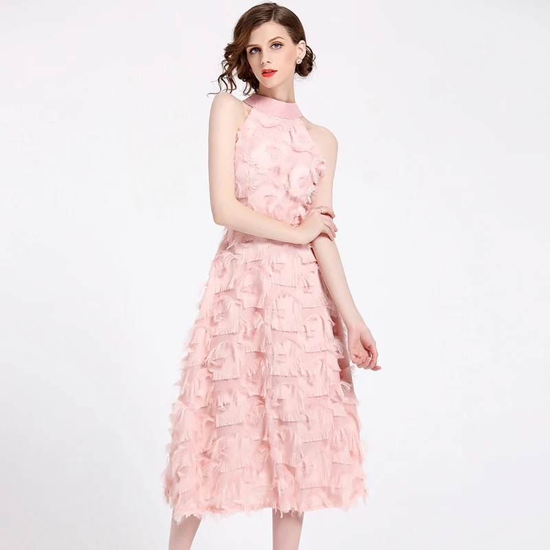 Высокое качество новая мода 2019 летнее платье Полосатое на бретельках пояс