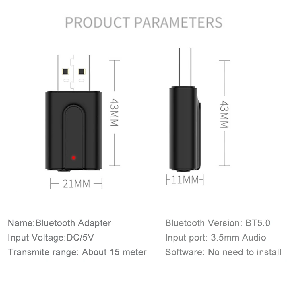 2 в 1 Bluetooth 5,0 передатчик приемник Автомобильный mp3 плеер 3,5 мм AUX стерео аудио музыкальный Ключ адаптер для ТВ ПК наушники