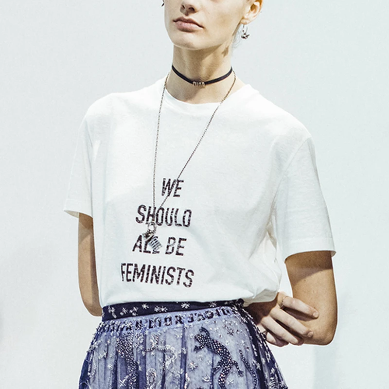 Women T Shirt Summer Fashion We Should All Be Feminists Letters Printing Short Sleeve All-Match O-Neck Black White Casual | Женская