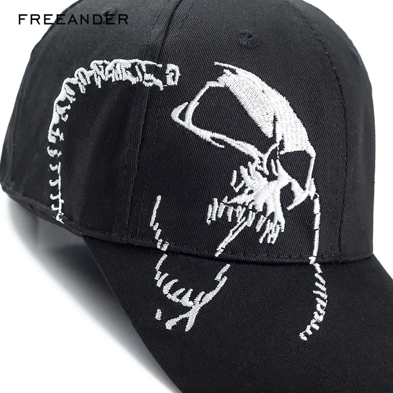 Мужская и Женская бейсбольная кепка Freeander с вышитым черепом Snapback модная
