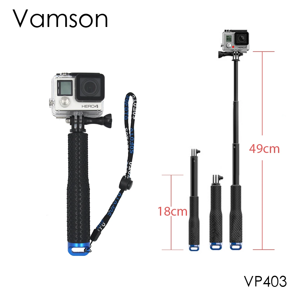 VP403 Vamson ручной селфи для GoPro hero 7 6 5 алюминиевый монопод Штатив Легкий для Gopro аксессуары для Xiaomi YI SJ4000 VP403 - Цвет: VP403