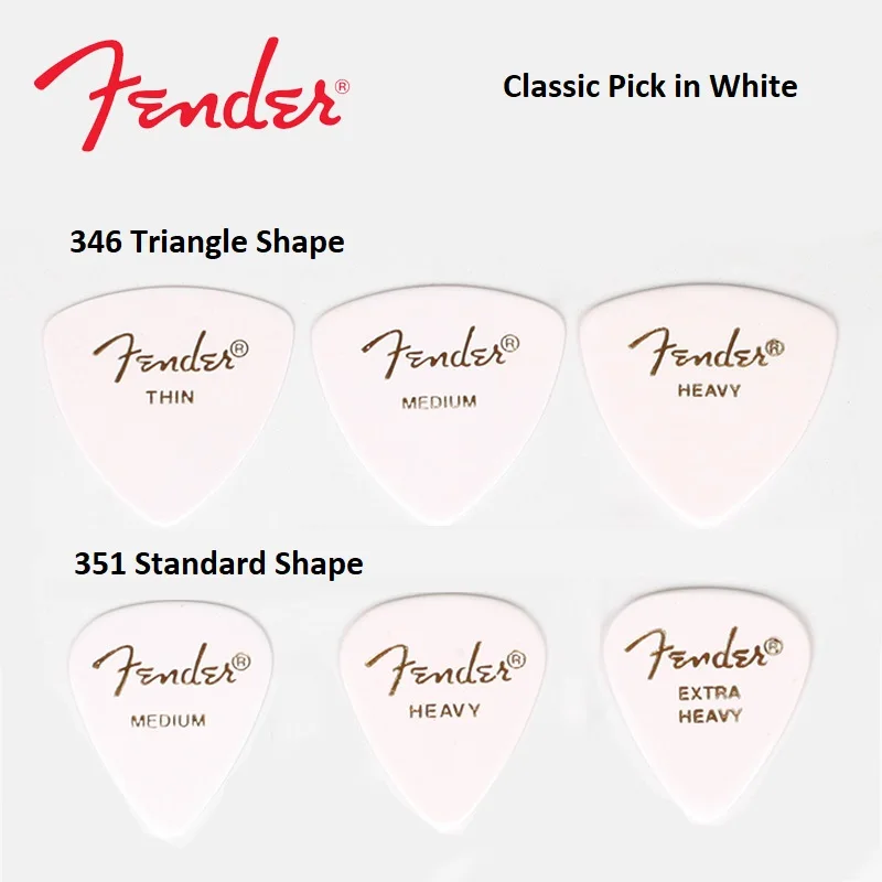 

Fender 351/346 Shape Class Guitar Pick - White, Sell by 1 Piece