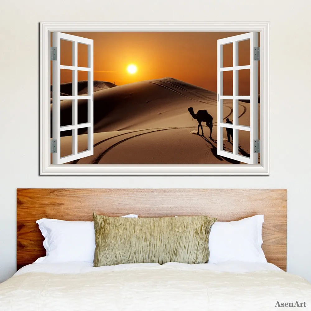 3D стикер на стену с видом окно виниловый настенный пейзажем большой размер