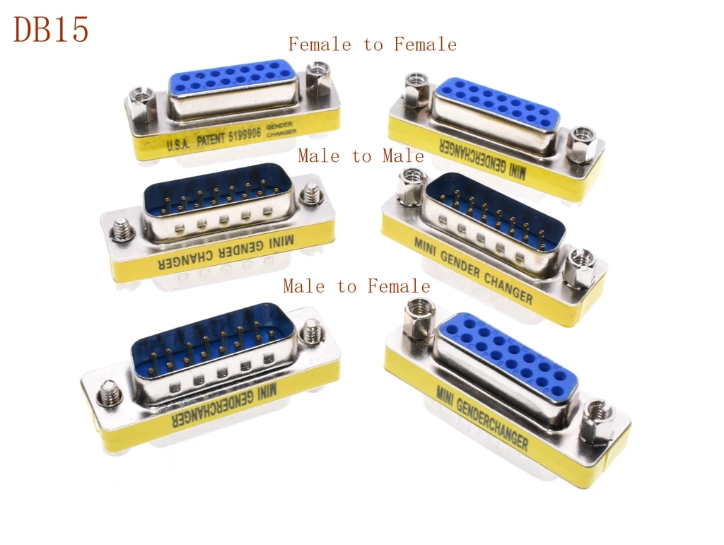 DB15 MINI Gender Changer адаптер RS232 Com D Sub для мужчин и женщин штепсельный разъем vga