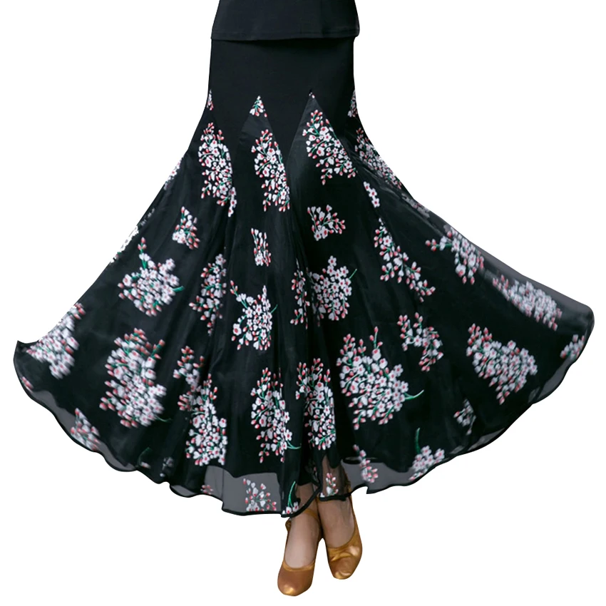 

Ballroom Dance Skirt Long Length Spread hem Elegant Modern Dance Maxi Skirt Women Flamenco Latin Tango Practice Stage Costumes