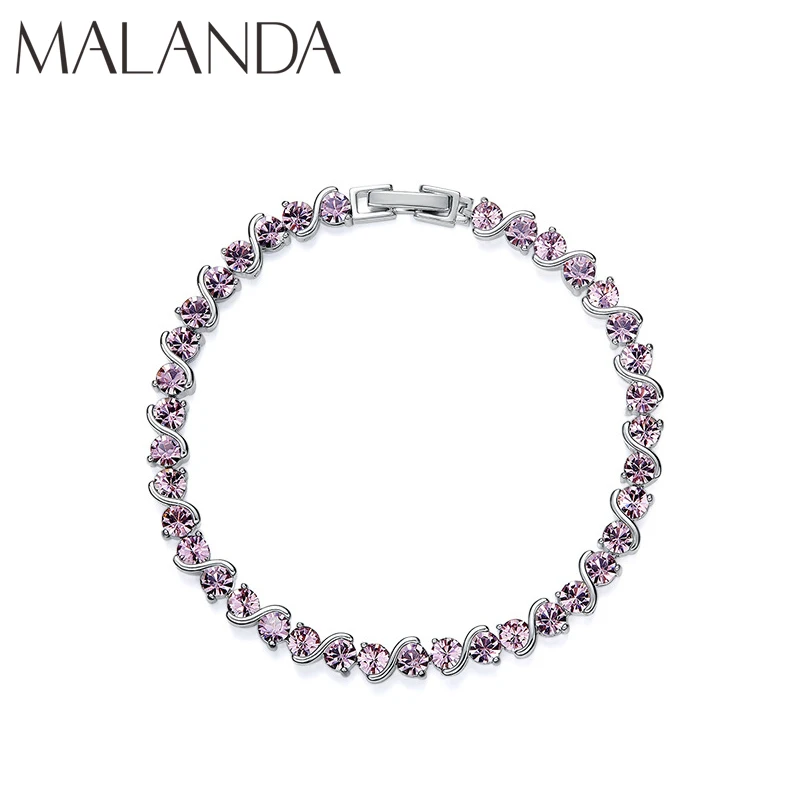 Бренд Malanda круглые оригинальные браслеты Swarovski с кристаллами для женщин модный
