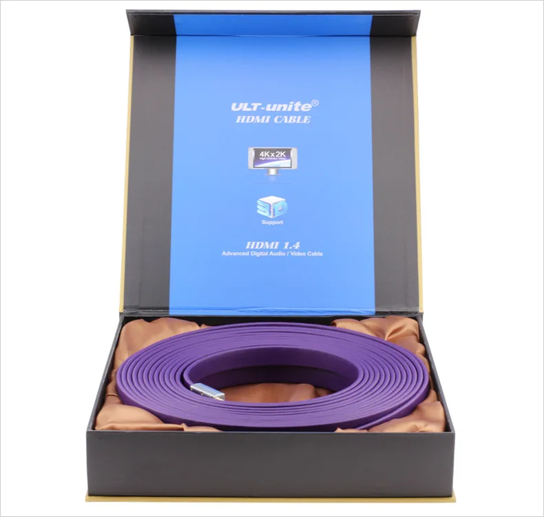 

Exclusive Purple Standard HDMI 2.0 Flat Long Certified Cable Wire Male To Male 15m 20m 4K*2K 3D Ethernet 15 20 meters ,By DHL