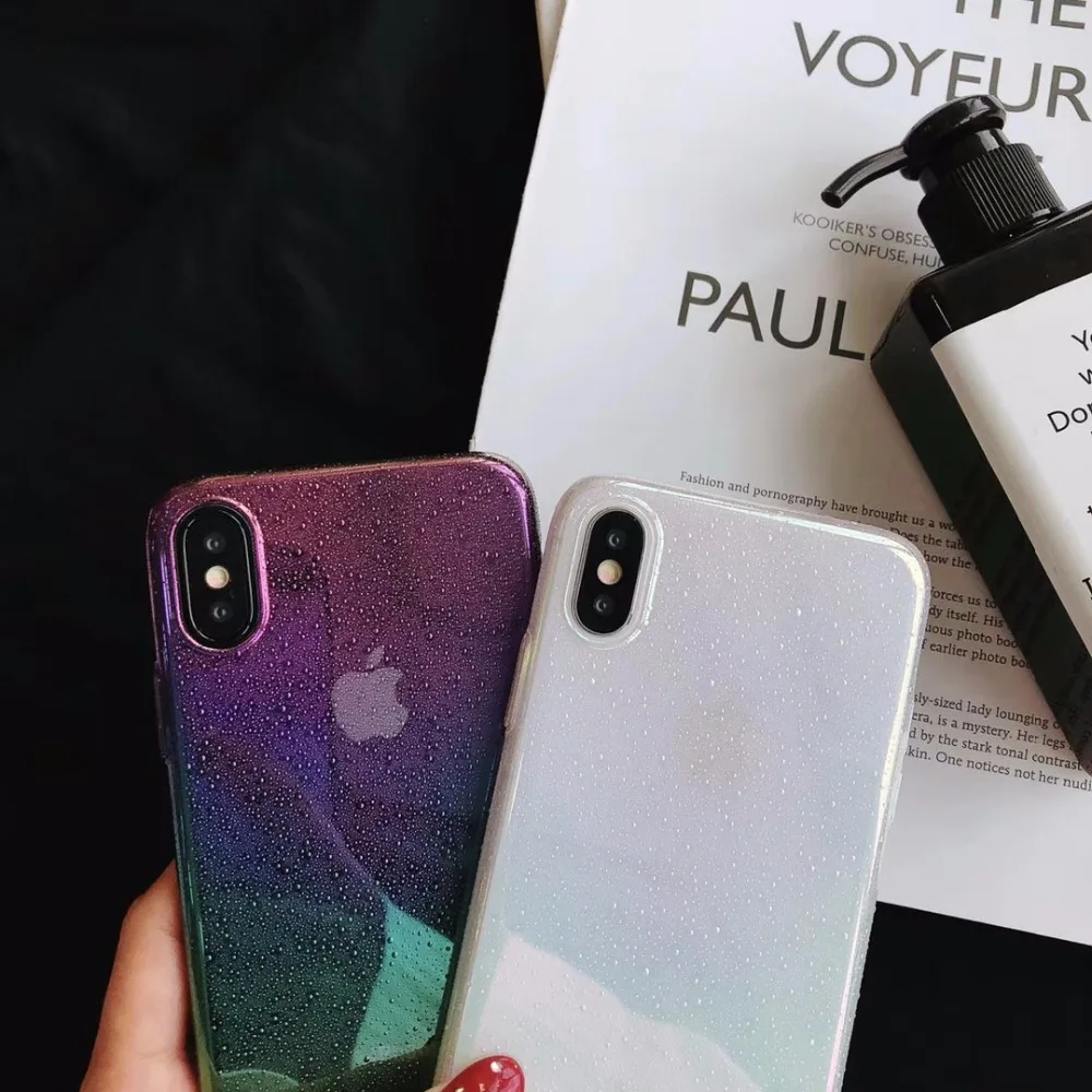 Fashion Rainbow Gradient Phone Case For iphone 6S 6 7 8 Plus X XS Max XR Cases Funny Water Drop translucent hard Back Cover Capa |