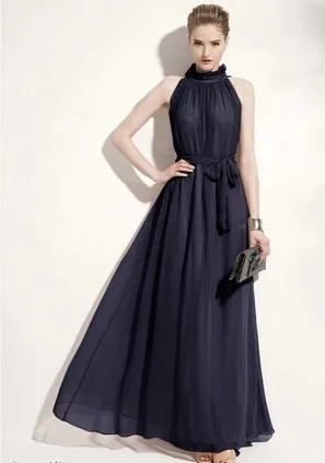 Женское шифоновое платье макси с кружевным воротником стойкой|chiffon long dresses|dress