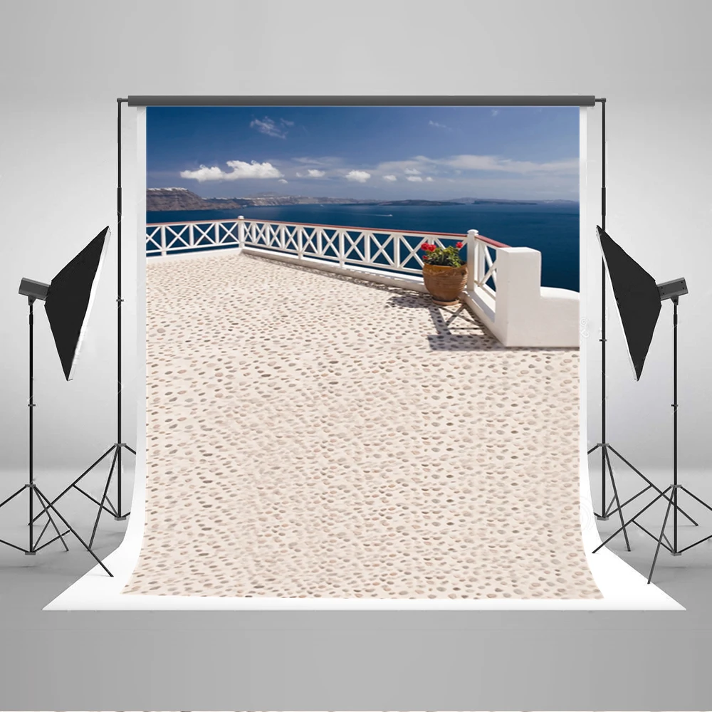 VinylBDS 8x8ft пляж фон море и белое облако текстурированный пол Средиземноморское