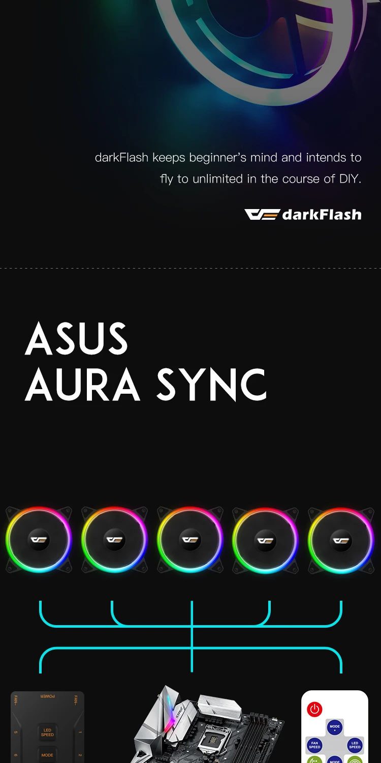 DarkFlash RGB PC чехол вентилятор 120 мм компьютерные корпуса Процессор охлаждающими вентиляторами тихий Asus Aura Sync кулер охлаждения регулировки скорости светодиодный вентилятор для ПК MR12