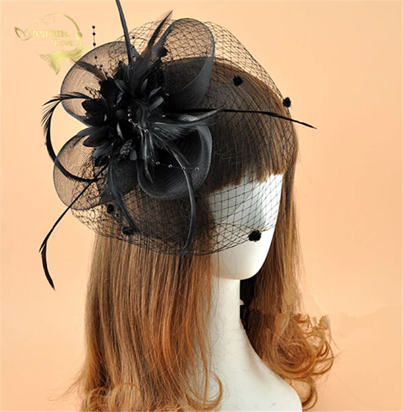 Фата для невесты Свадебная вуалетка с перьями и цветами цвет