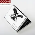 QOONG Персонализированная надпись из нержавеющей стали, RFID Блокировка, бизнес, мужчины, женщины, держатель кредитной ID-карты, металлический корпус для карт, кошелек для путешествий