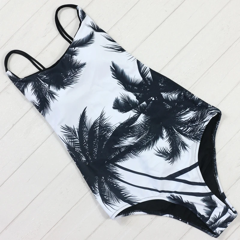 Женский слитный купальник с принтом листьев винтажный купальный костюм 2019|swimwear