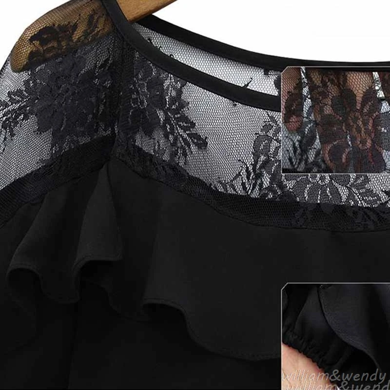 Women Summer White Short Sleeve Chiffon Shirts Fashion Top Pullover Vintage Off Shoulder Large Size Retro Black Chemises Blouses |