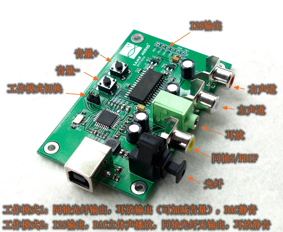 USB к ies/IIS волоконный коаксиальный выход SPDIF Портативный hifi fever DAC amp OTG декодер доска