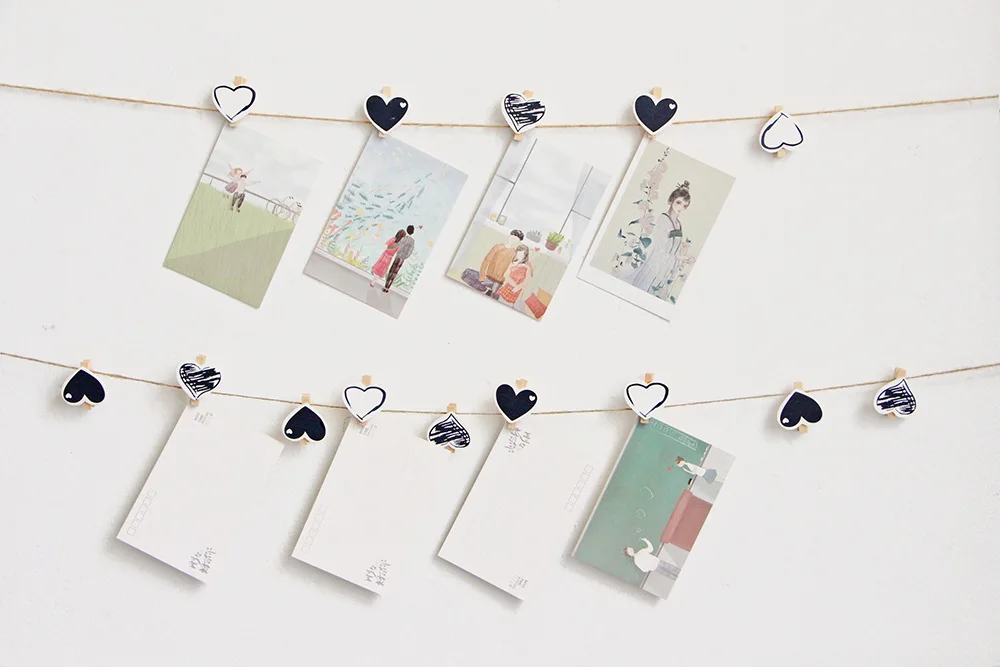 50 шт. деревянные зажимы для бумаги в форме сердца|Украшения своими руками