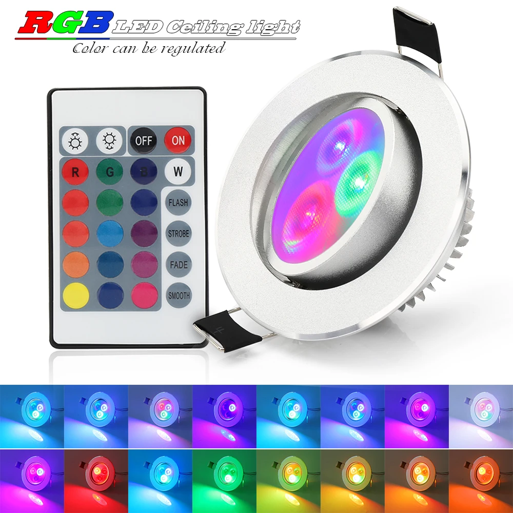 8 шт./лот 5 Вт встраиваемый светильник RGB Светодиодный точечный потолочный светильник с rgb контроллером светодиодный светильник лампа подвесной светильник для помещений 85-265 в