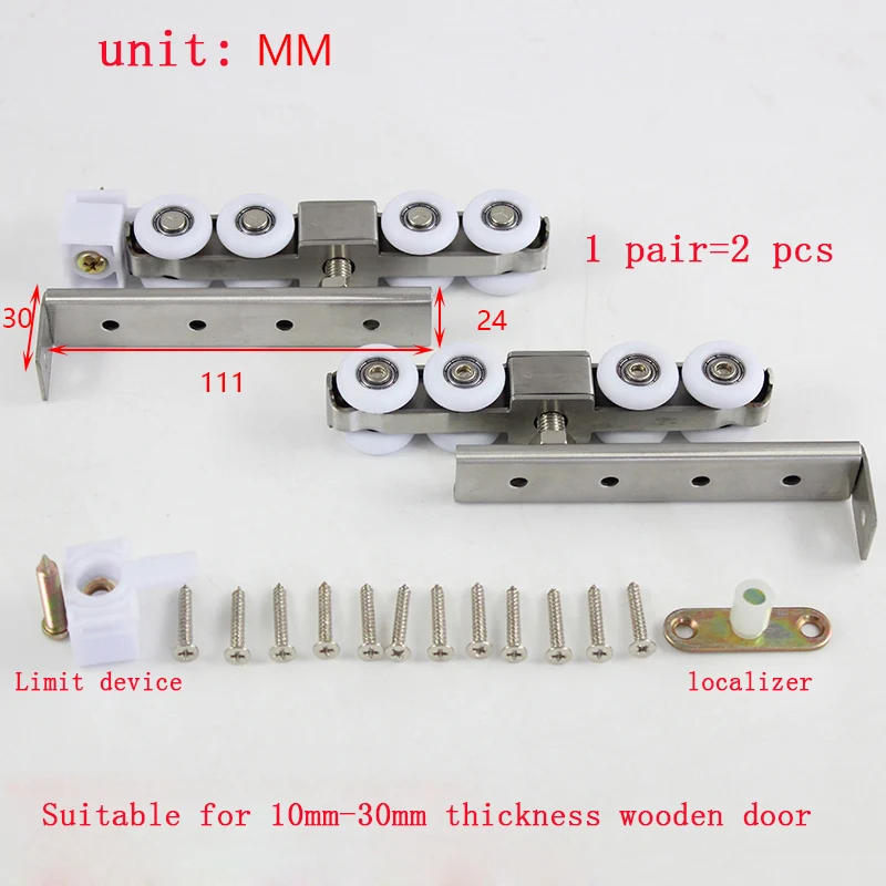 8 pulleys 2pcs Раздвижная дверь, двойной рельс, подвесной рельс, утолщенная тяжелая стеклянная дверь, подвесная дверь, скользящий путь, желоб, деревянная дверь, толщина 3 мм - Цвет: 8 pulleys 2pcs