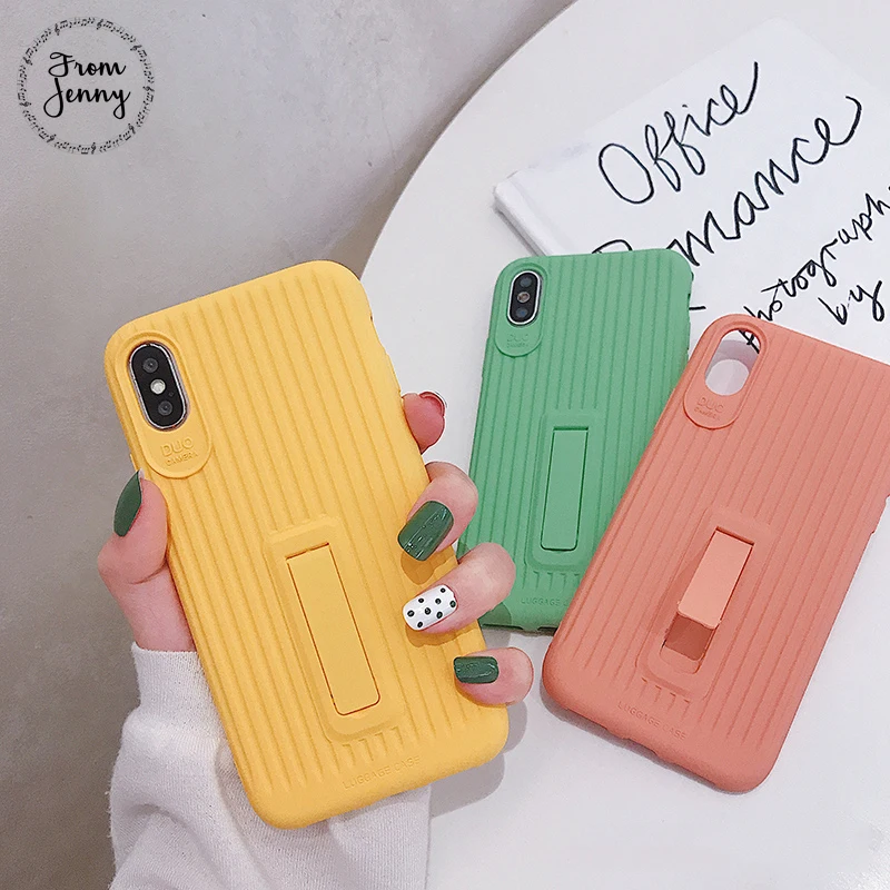 Простой однотонный кронштейн от Jenny для iPhone x xr xs max 6 6s 7 8 Plus силиконовый чехол
