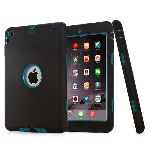 black blue Модный бронированный чехол для iPad mini 1 2 3 iPad mini 3 mini 2 7,9 дюймов чехол для планшета, безопасный для детей сверхпрочный силиконовый Жесткий Чехол+ ручка - Цвет: black blue
