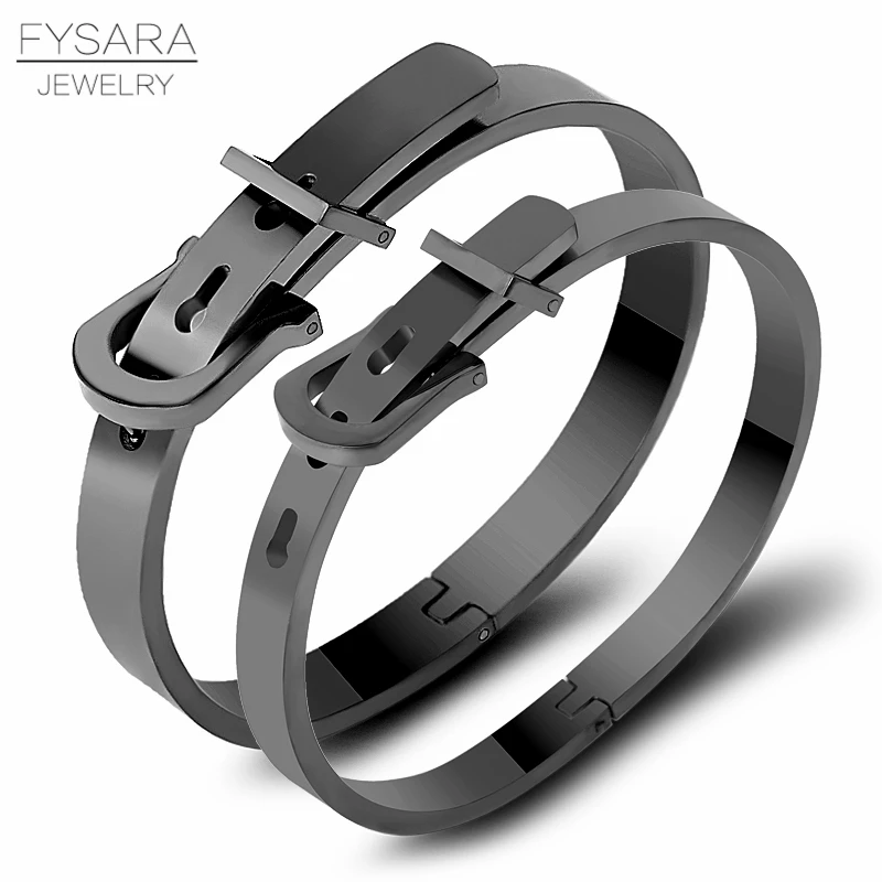 FYSARA браслеты из нержавеющей стали с пряжкой на запястье браслеты для пояса модные браслеты для женщин и мужчин пара манжеты любовника браслеты панк ювелирные изделия