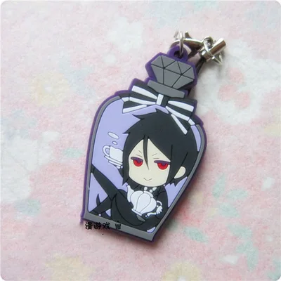 5 см аниме брелок черный Bulter Kuroshitsuji Sebastian Death Grell Sutcliff Cile Angel бутылка, брелок кулон Llavero