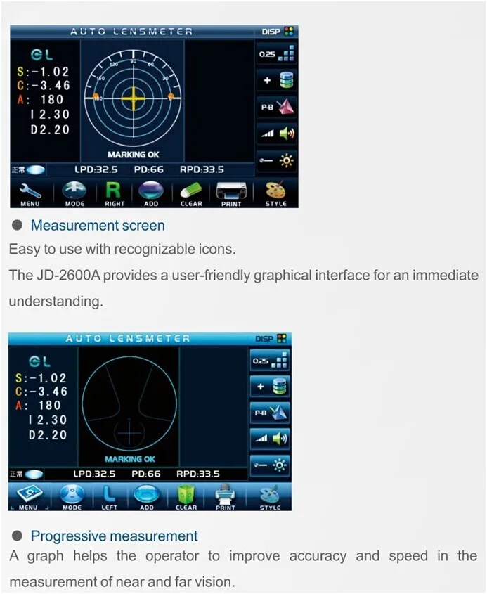 Автоматический Lensmeter JD-2600A Focimeter " True color Monitor | CE и FDA | сенсорный экран | CL доступен