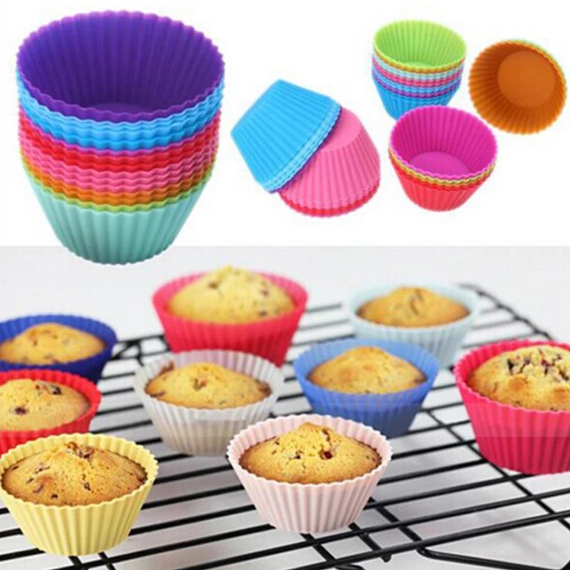 

Bestselling 12 pcs Silicone Cake Cupcake Liner Baking Cup Mold Muffin Round Cup Cake Tool Bakeware Baking Pastry Tools Kitchen