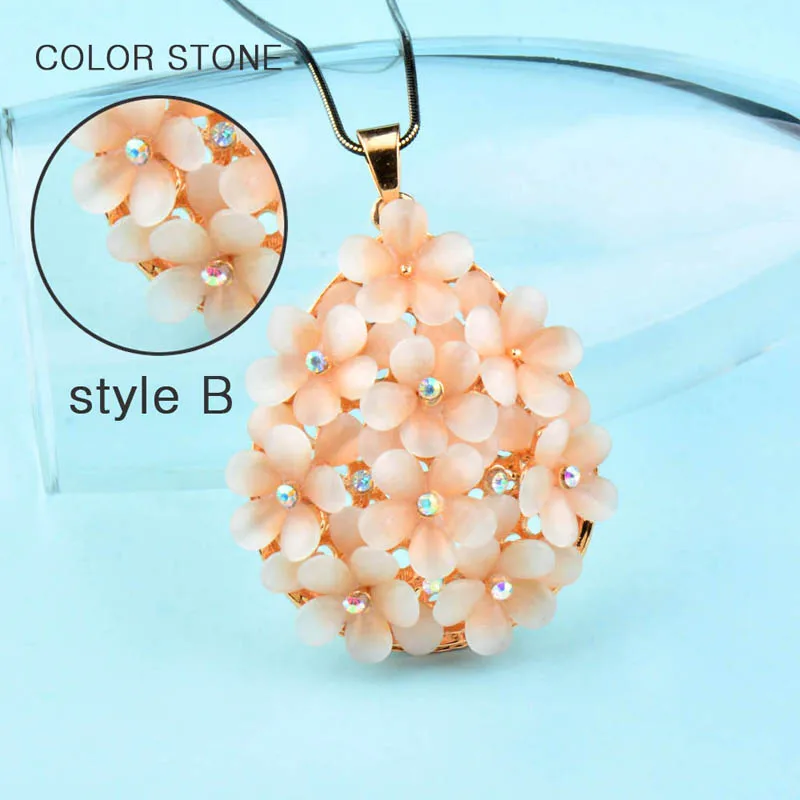 color stone SINLEERY класса люкс мульти австралийским опалом цветок Длинные ожерелья с подвесками для Для ЖЕНЩИН ШИК Свадебная вечеринка украшения MY409 ОСС - Окраска металла: color stone