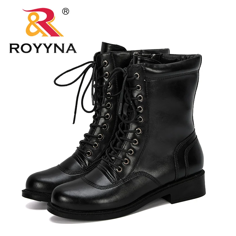 ROYYNA/Новинка года; популярные Полусапоги, увеличивающие рост; женские ботинки с круглым носком; сезон осень-зима; Женская Удобная обувь; Zapatos De Mujer