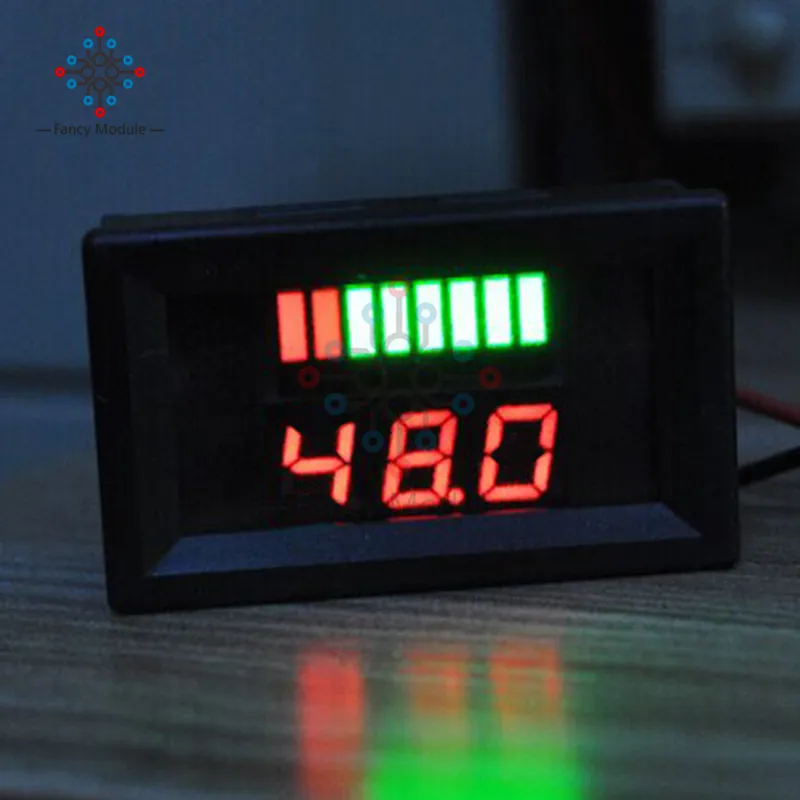 

Красный индикатор уровня заряда тестер емкости батареи двойной дисплей светодиодный цифровой вольтметр для 48 в красный свинцово-кислотный...