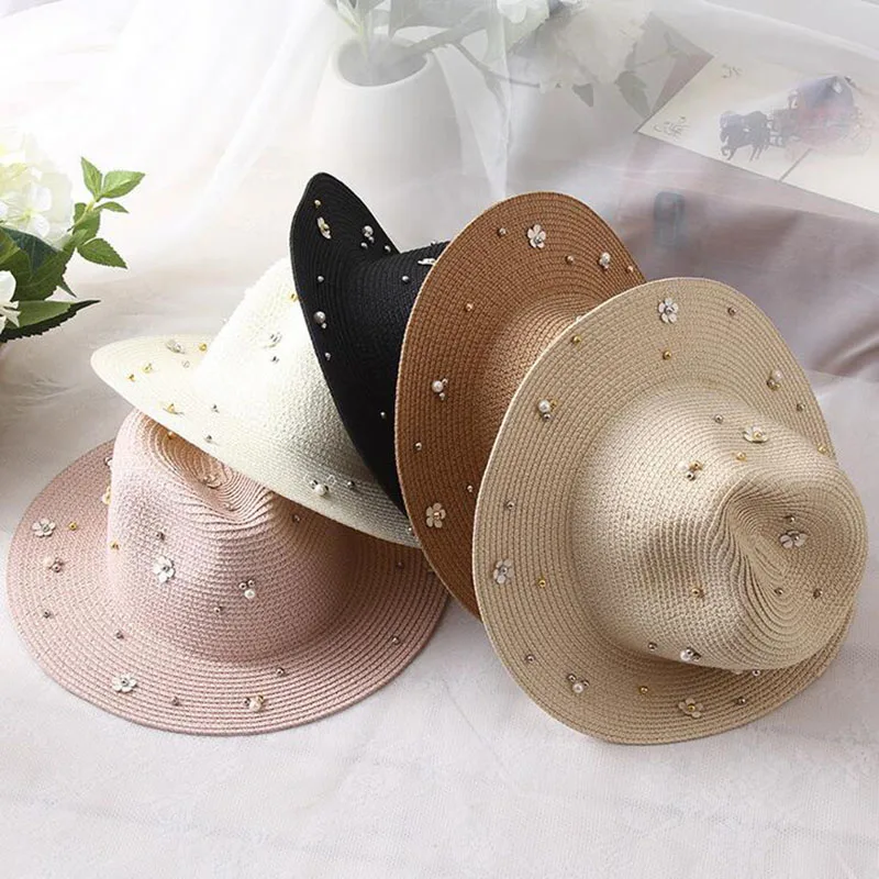 Новый шляпы на весну-лето для женщин шляпа с широкими полями и цветком Панама