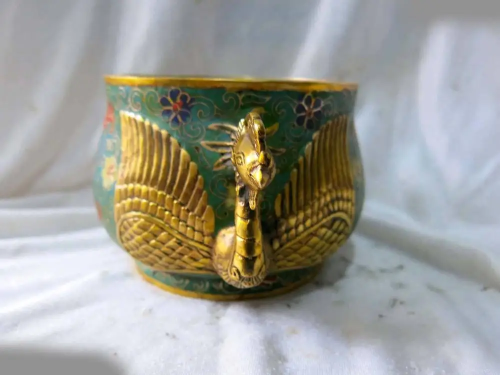 China bronze gold Cloisonne carved Beautiful phoenix figure Incense burner | Дом и сад