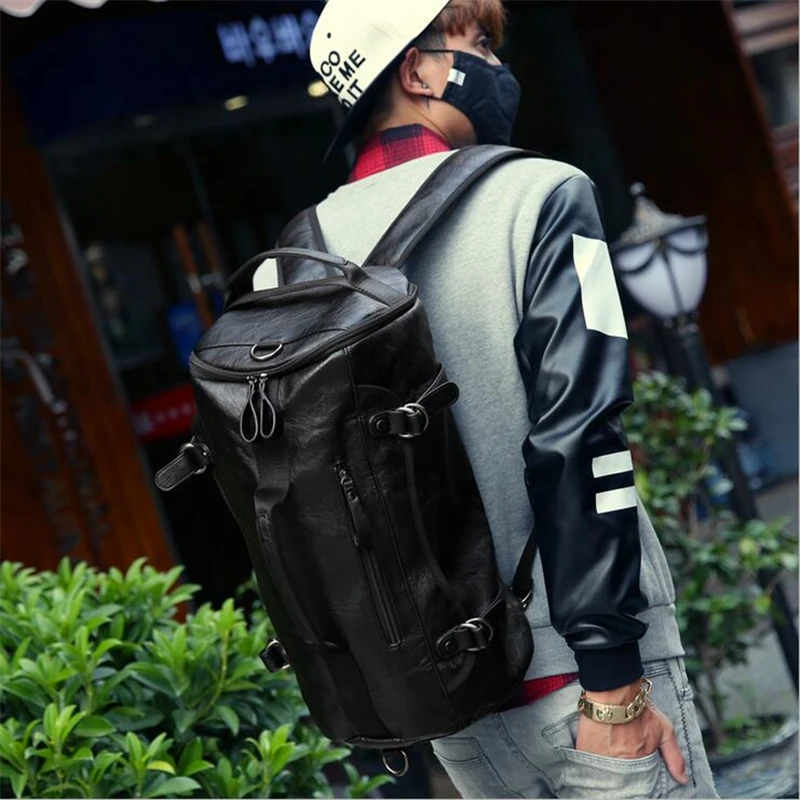 

Sport Bag Backpack Gym Bag Fitness 3 Functions Shoulder Bags Handbag Soft PU Leather Waterproof Men Travel Duffel Package Tote