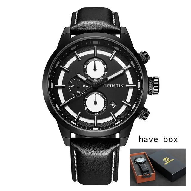 049B BLACK WHITE BOX Топ люксовый бренд военные часы модные мужские кварцевые аналоговые новые кожаные часы мужские спортивные часы армейские часы Relogio Masculino - Цвет: 049B BLACK WHITE BOX