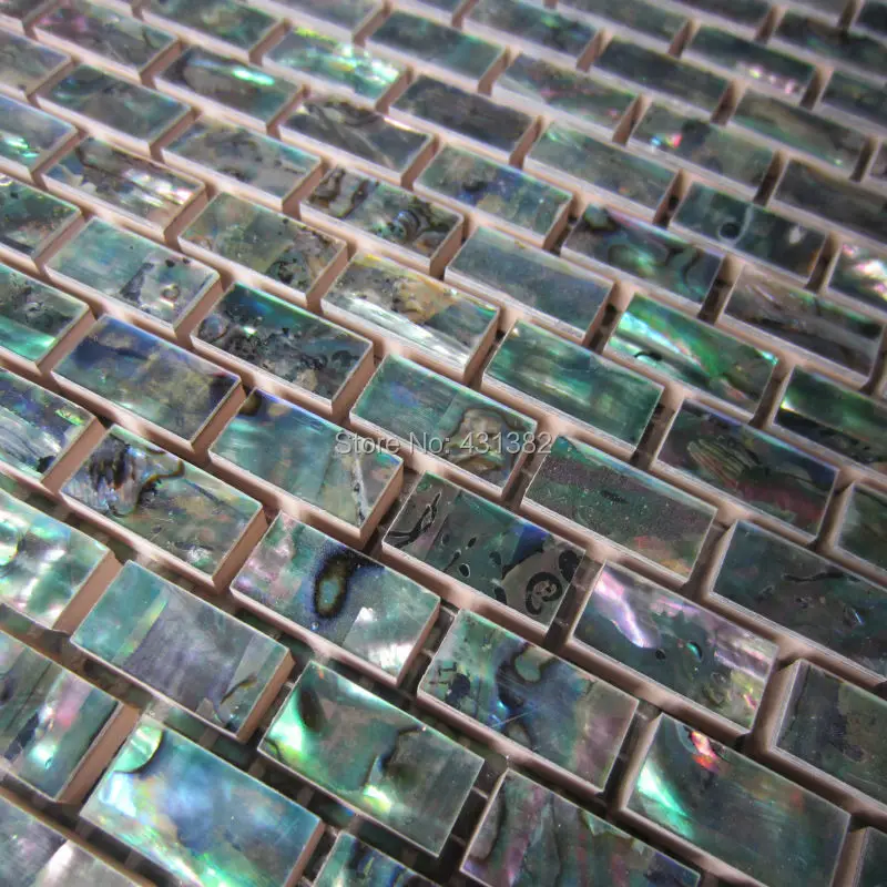 

Green Abalone shell Mosaic Tile on Mesh with Ceramic Tile Base;Backsplash tiles,bathroom,tv backgroud wall;mosaic tiles green