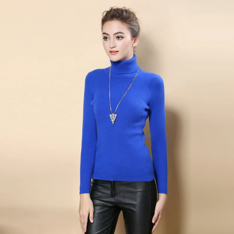 

YuooMuoo Hot Casual Solid Tight Sheath Basic Cashmere Sweaters Women Turtleneck Neck Autumn Winter Thick Knitted Pullovers