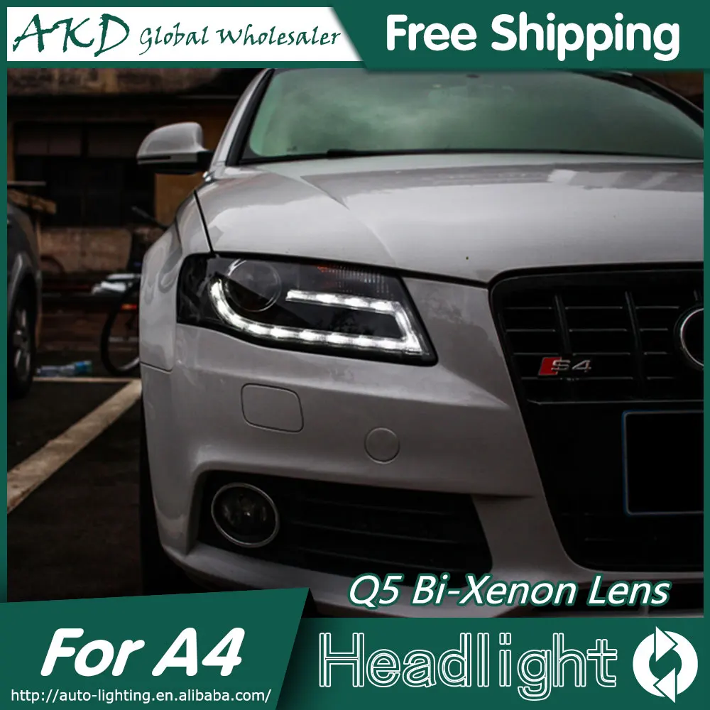 AKD Автомобиль Стайлинг для Audi A4 B8 фары 2009-2012 A4L светодиодный светодиодные дневные ходовые огни на передних фарах Биксеноновые линзы дальнего ближнего света парковки