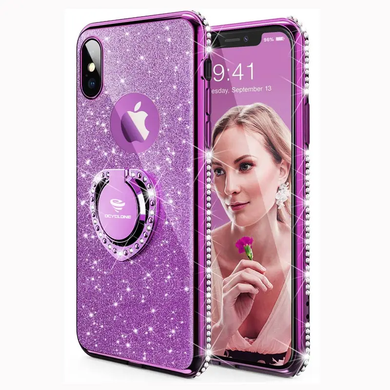 Чехол для Iphone X с подставкой в форме сердца на 360 градусов и шнурком мягкие