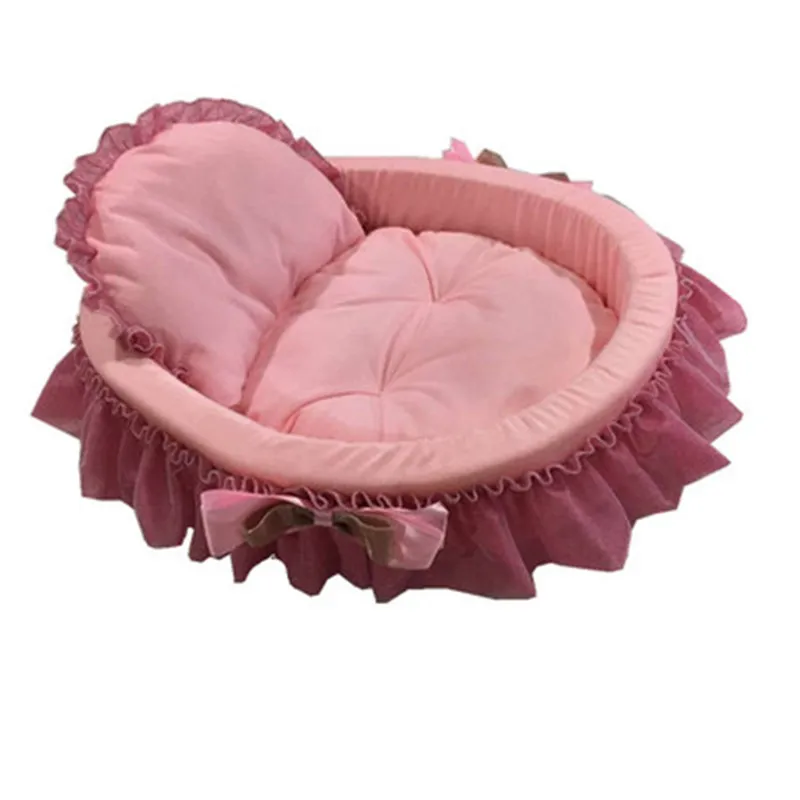 pink Кошка собачий дом мягкий зимнее роскошное платье принцессы с бантом; детское платье домик-кровать для собаки милый питомник колыбели питомника принцесса номер BCG47 - Цвет: pink